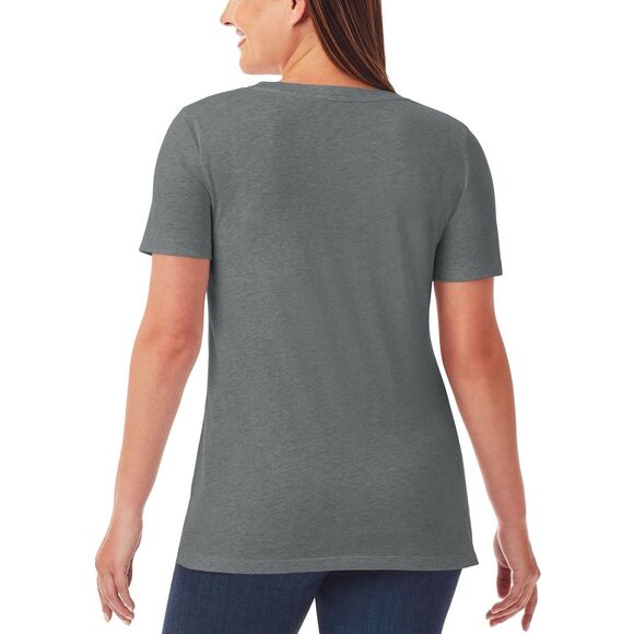 Member's Mark Women's Short Sleeve V-Neck Tee 2XL Medium Grey Heather NWT - Picture 3 of 6